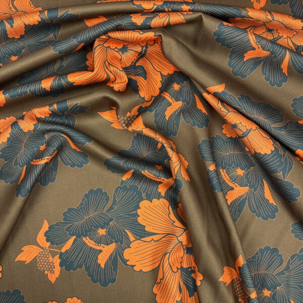 Viscose Silky Satin Japanese Flower